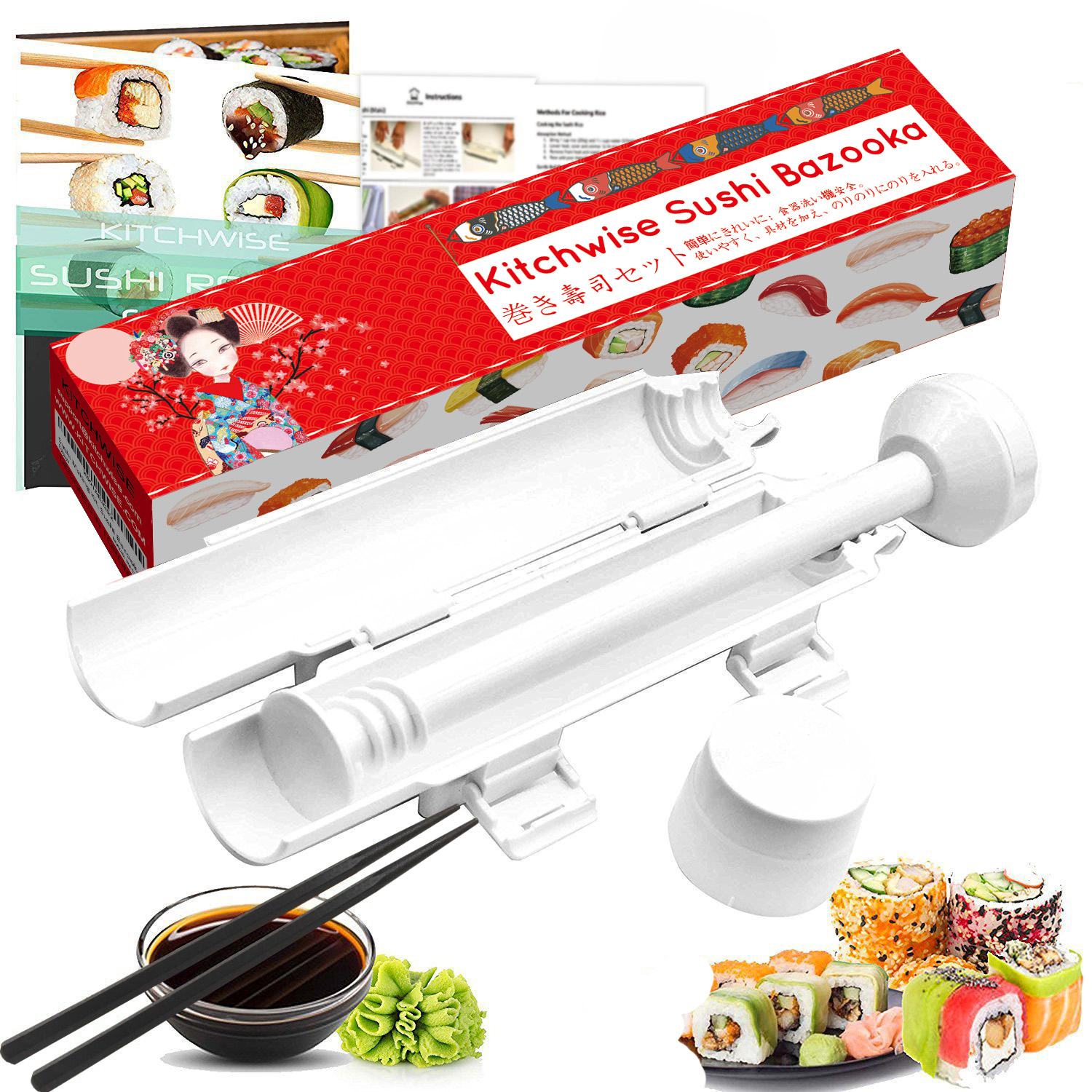 Kit Sushi Ma 12 pièces, fabricant de bazooka à sushis avec Sushi Ain