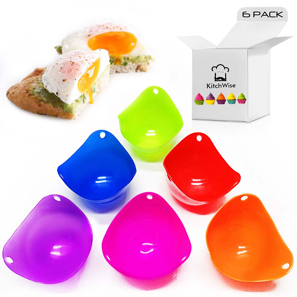 Microwave & Dishwasher Safe,by Yooreka Set of 6 Plus Recipes Booklet Nonstick for Easy Hard Boiled Eggs Without the Shell Silicone Egg Cooker Cups Scrambled & Egg Bites Too Makes Poached 