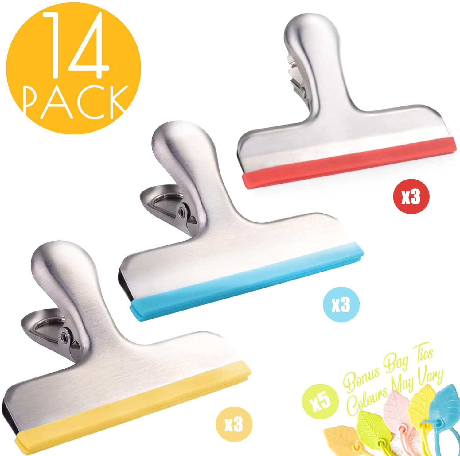 Details about   NEW HEAVY 12 Pack Chip Bag Clips Covered with Silicone+Soft Edges+Color Coded US 